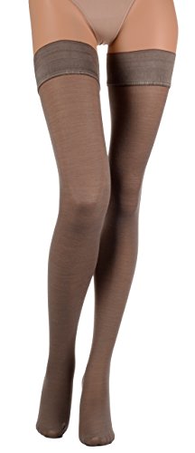 Trasparenze Damen 1 Paar Jennifer 100 Denier Baumwolle Halterlose Strümpfe Noisette Klein/Mittel von Trasparenze