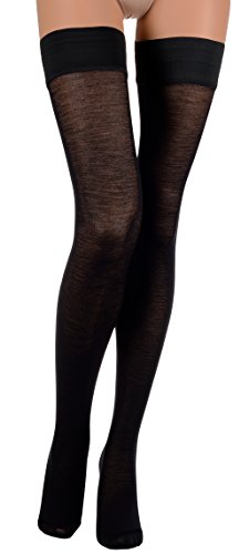 Trasparenze Damen 1 Paar Jennifer 100 Denier Baumwolle Halterlose Strümpfe Schwarz Klein/Mittel von Trasparenze