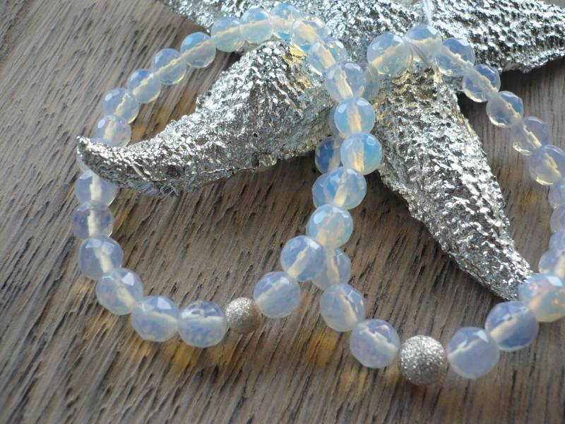 Handgefertigte Edelstein Armbänder Mit Echt Silber Kugel, Opal Armbänder, Brautschmuck, Geschenk Für Sie, Edelstein Armbänder, Weihnachtsgeschenk von TraumPerlenWerk