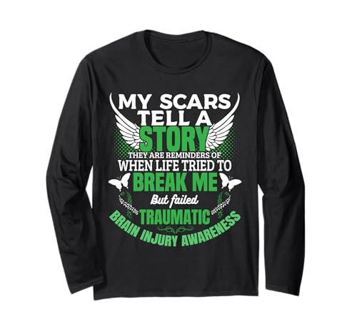 Traumatische Gehirnverletzung Bewusstsein TBI Green Ribbon Männer Frauen Langarmshirt von Traumatic Brain Injury Awareness Month Apparel Co.
