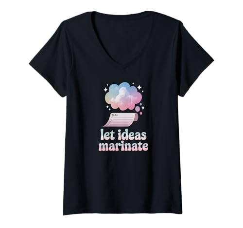 Damen Lass Ideen ziehen Brainstorm Wolken Gedankenstil T-Shirt mit V-Ausschnitt Damen Lass Ideen ziehen Brainstorm Wolken Gedankenstil T-Shirt mit V-Ausschnitt von Traumhafte Kreative mit Ideen Flow Look