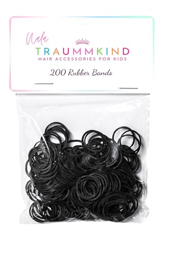 Traummkind 200 Rubber Bands, schwarze Mini Haargummis für Zöpfe, Dreadlocks, Afro Hair, Flechtfrisuren, Haarstyling, kleine Haargummis für Kinder, Haargummi Set, Zopfgummis, Haarschmuck Mädchen von Traummkind