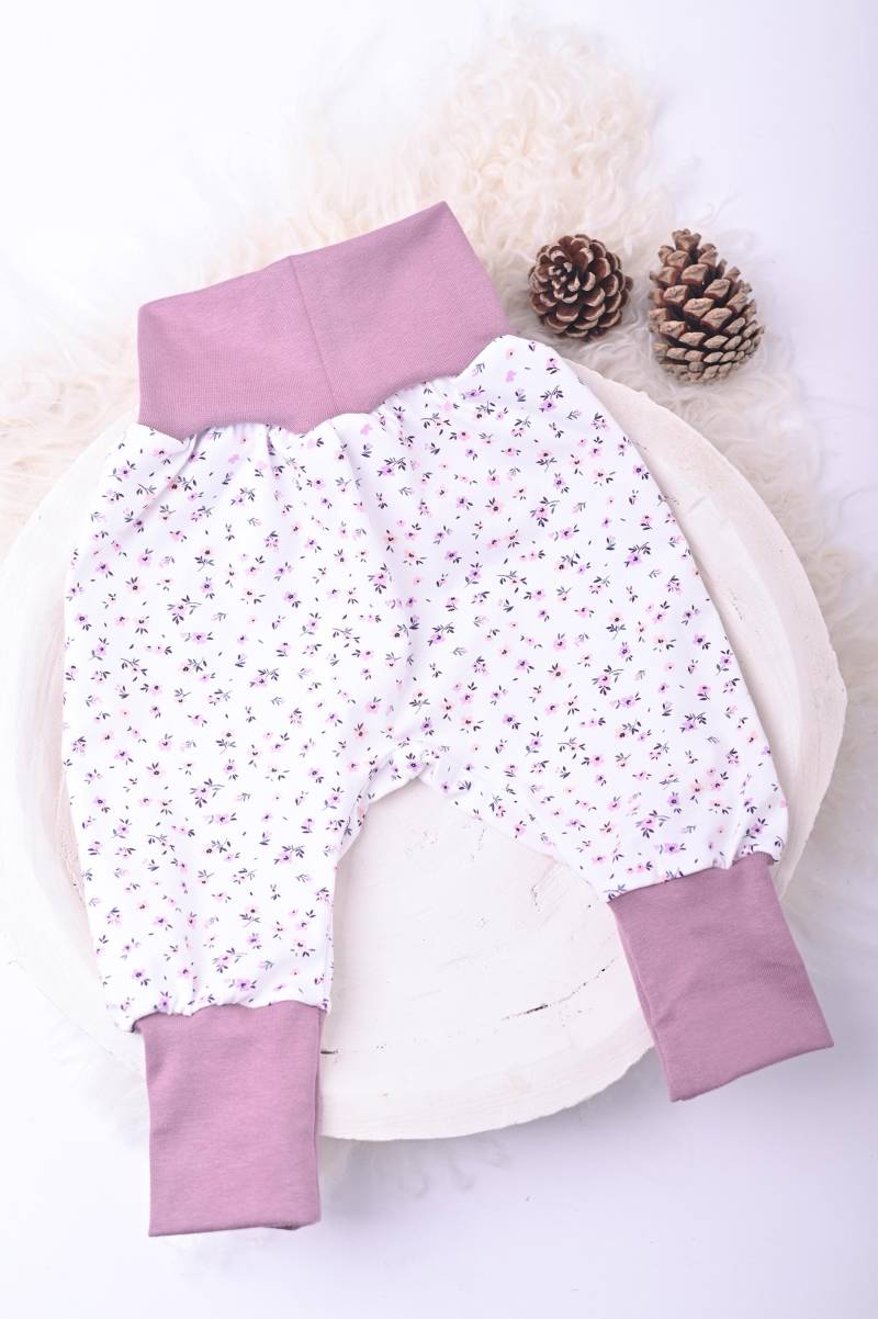 Baby Pumphose Aus Jersey Babyhose Hose Baumwolle Blumen Floral von Traumpony