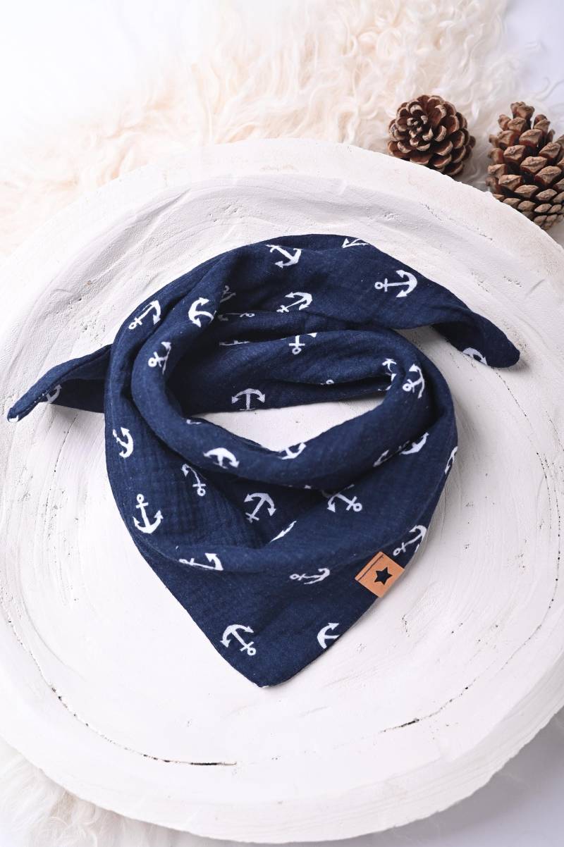 Musselin Halstuch Baby Kinder Schal Tuch Dreieckstuch Anker von Traumpony