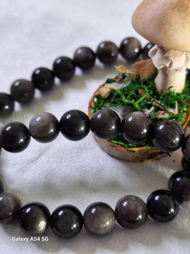 Silber Obsidian Stretcharmband 8mm | Männer Silber Obsidian Stretcharmband 8mm | Männer von Traumtarot