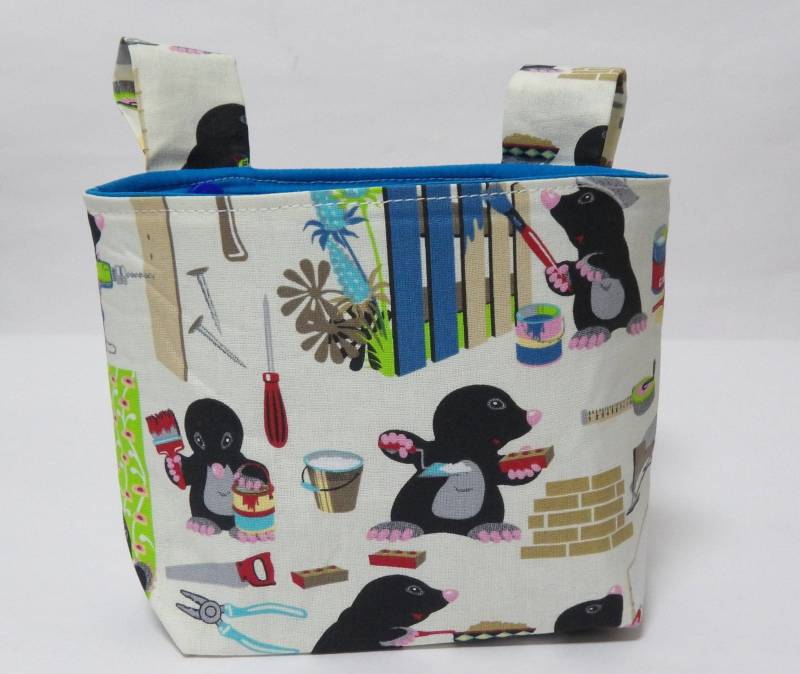 Kinder Lenkertasche, Laufradtasche - Maulwurf, Handwerker, Bauarbeiter, Innen Blau, Geschenk Junge von Traumzauber24