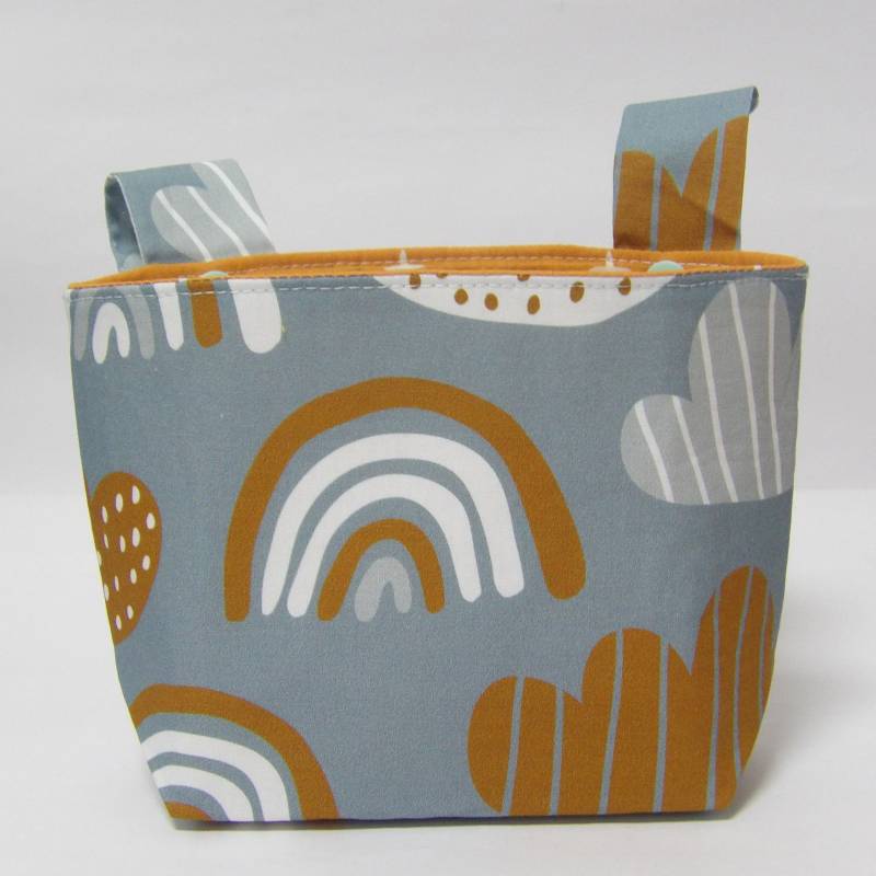 Lenkertasche, Kinderfahrradtasche, Laufradtasche - Regenbogen Und Wolken Auf Türkis, Innen Senfgelb Mit Kleinen Punkten, Geschenk Mädchen Lenkertasche, Kinderfahrradtasche, Laufradtasche - Regenbogen Und Wolken Auf Türkis, Innen Senfgelb Mit Kleinen Punkten, Geschenk Mädchen von Traumzauber24