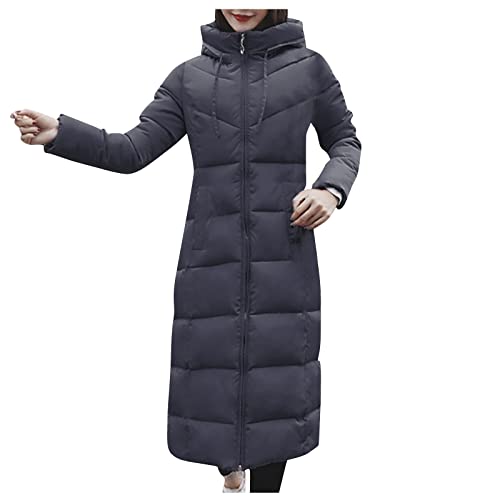 Traumzimmer Damen Winter Parka Lang Warm Steppmantel Daunenjacke mit Kunstfell Kapuze Slim Fit Reißverschluss Damenmantel Steppjacke Outdoor Leichte Daunenjacke Softshelljacke mit Taschen von Traumzimmer