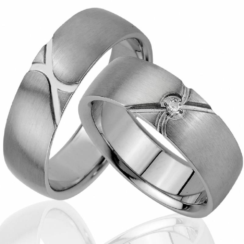 2 Stück Trauringe Aus Edelstahl Mit Zirkon, Gravur Gratis, Je81-1 von Trauringe123