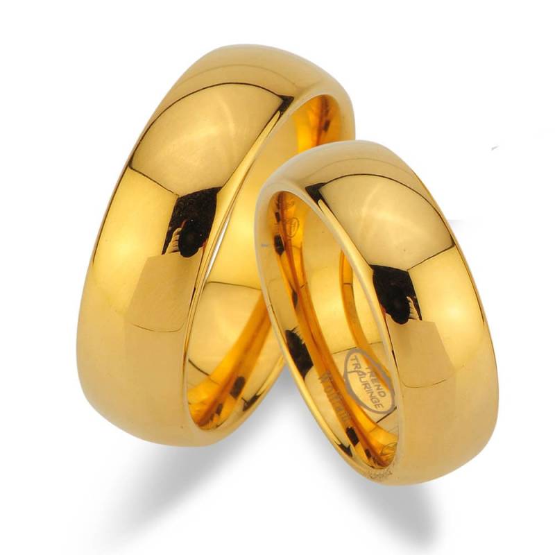 2 Stück Trauringe Aus Wolfram Mit Ip Gold Platierung Inkl. Lasergravur Jw30 von Trauringe123