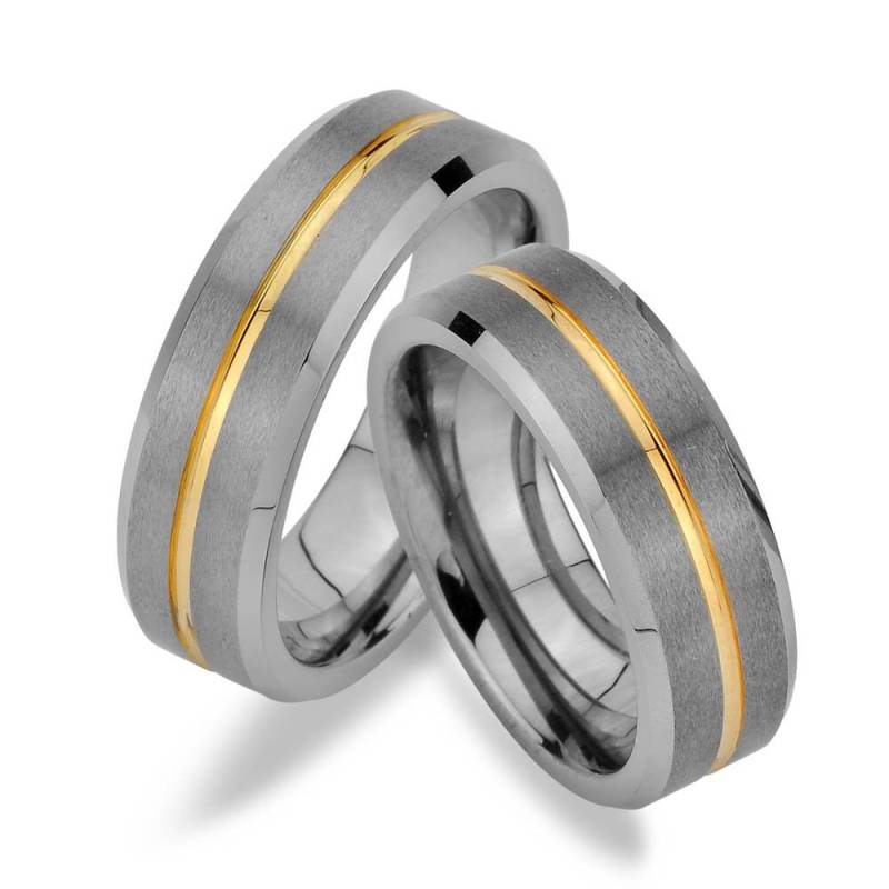 2 Stück Trauringe Aus Wolfram Mit Ip Gold Platierung Inkl. Lasergravur Jw31 von Trauringe123