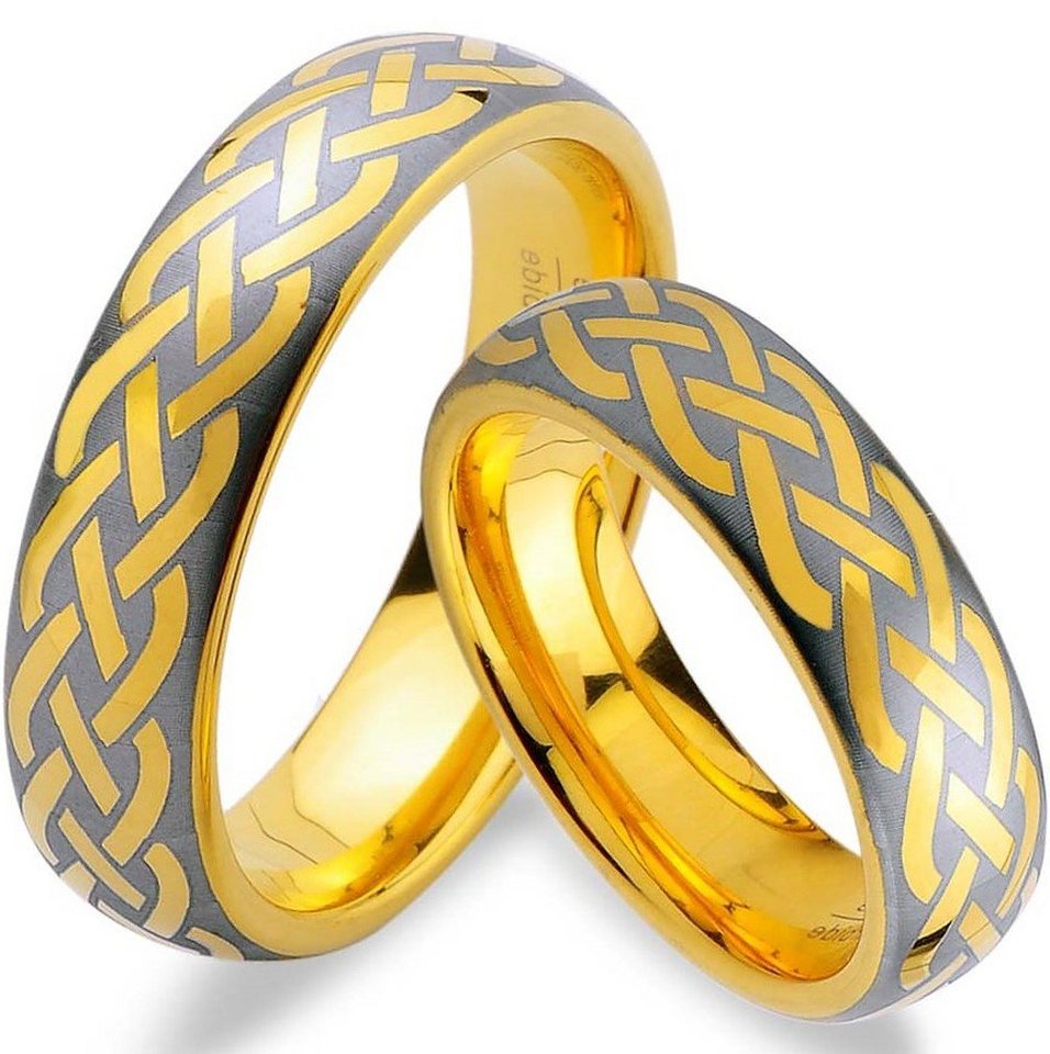 Trauringe123 Trauring Hochzeitsringe Verlobungsringe Trauringe Eheringe Partnerringe, WOLFRAM TRAURINGE RINGE mit GOLD PLATIERUNG, JW8 von Trauringe123