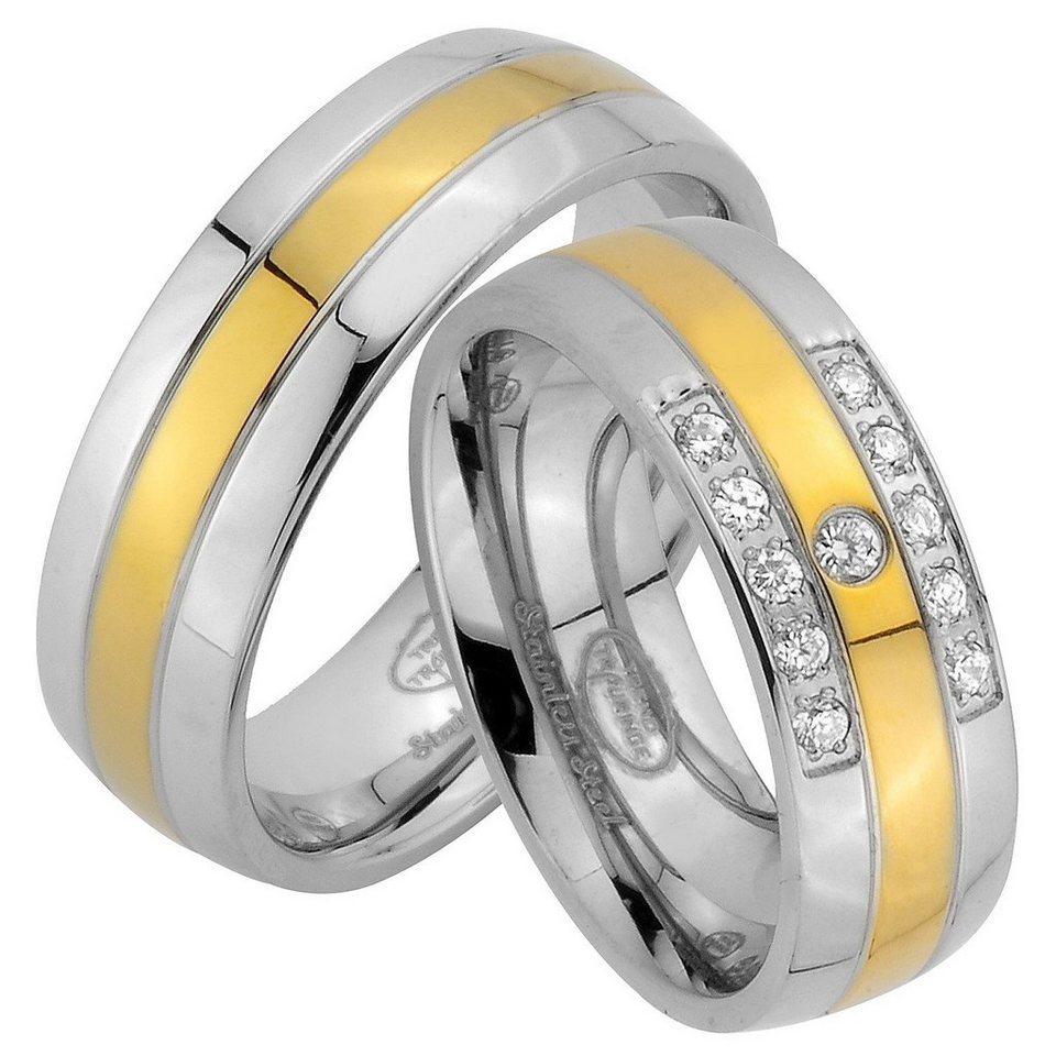 Trauringe123 Trauring Hochzeitsringe Verlobungsringe Trauringe Eheringe Partnerringe Gold Platiert aus Edelstahl JE62 von Trauringe123