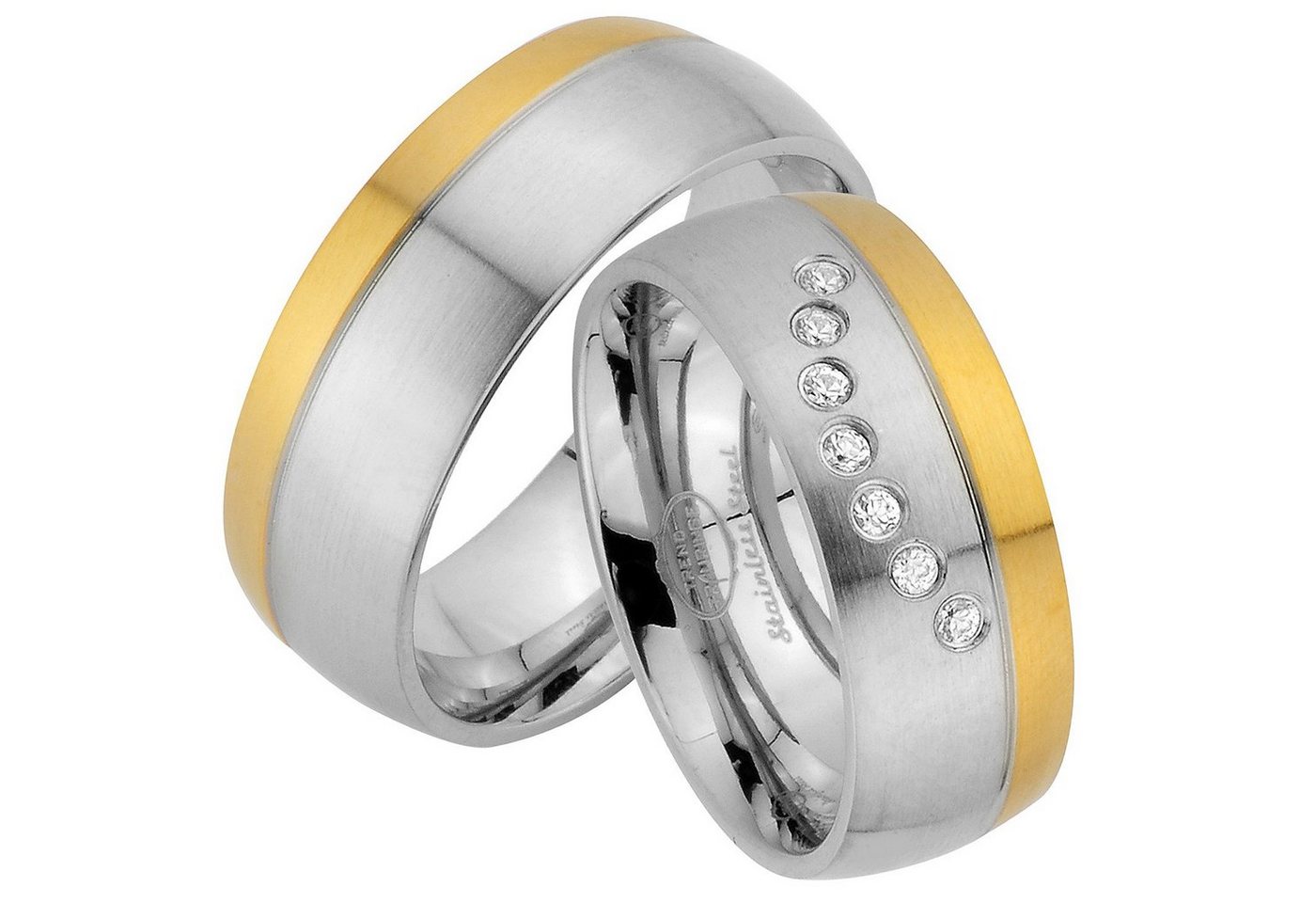 Trauringe123 Trauring Hochzeitsringe Verlobungsringe Trauringe Eheringe Partnerringe Gold Platiert aus Edelstahl JE64 von Trauringe123