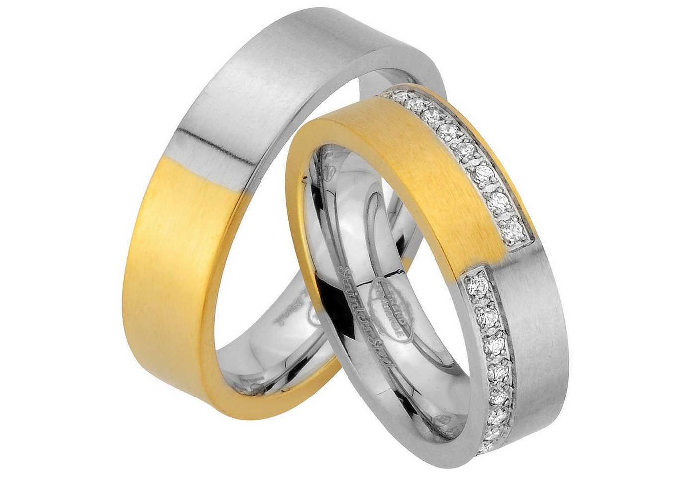 Trauringe123 Trauring Hochzeitsringe Verlobungsringe Trauringe Eheringe Partnerringe Gold Platiert aus Edelstahl JE66 von Trauringe123