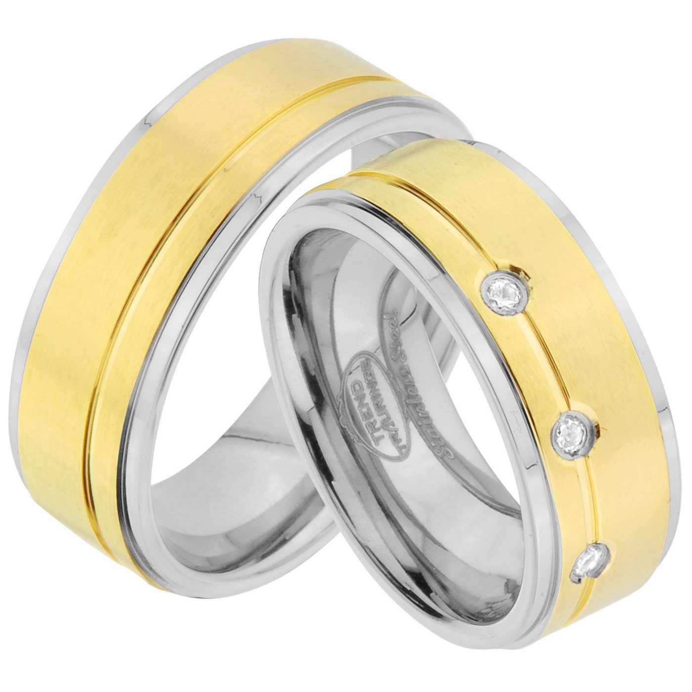 Trauringe123 Trauring Hochzeitsringe Verlobungsringe Trauringe Eheringe Partnerringe Gold Platiert aus Edelstahl JE91 von Trauringe123