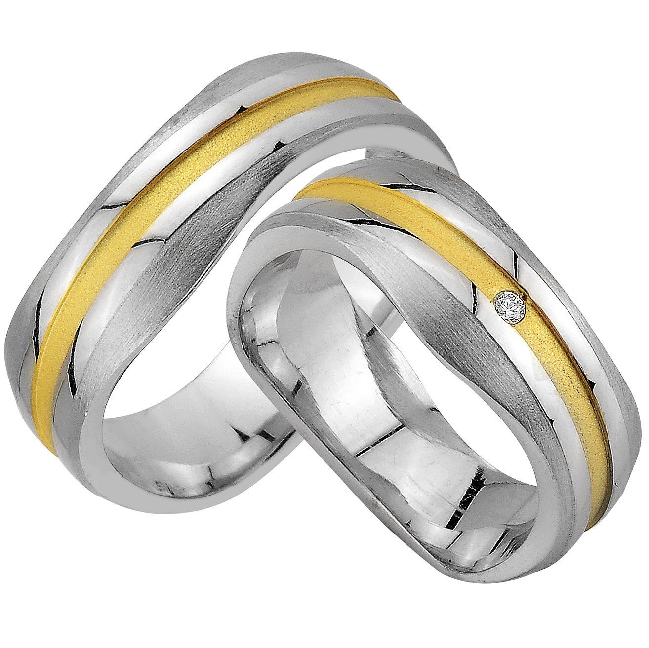 Trauringe123 Trauring Hochzeitsringe Verlobungsringe Trauringe Eheringe Partnerringe SILBER GOLD Platiert, J175 von Trauringe123