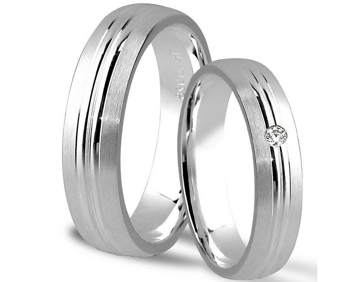 Trauringe123 Trauring Hochzeitsringe Verlobungsringe Trauringe Eheringe Partnerringe aus 925er Silber mit Stein, J42 von Trauringe123