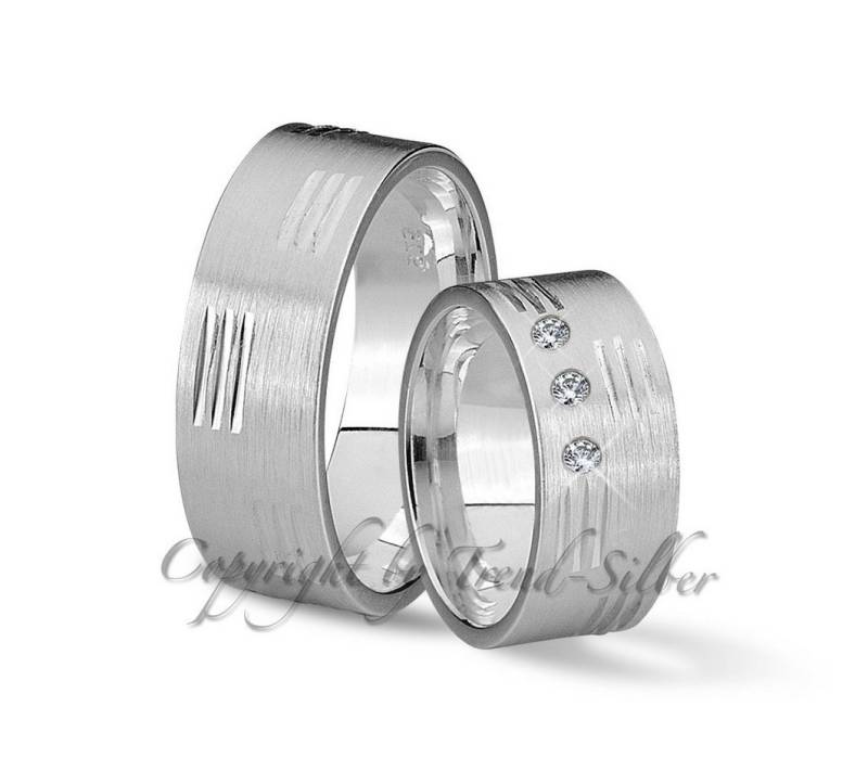Trauringe123 Trauring Hochzeitsringe Trauringe Partnerringe 925er Silber mit Stein, J49 von Trauringe123
