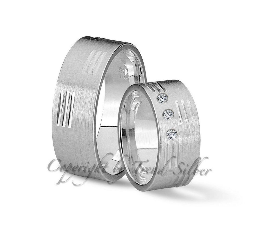 Trauringe123 Trauring Hochzeitsringe Verlobungsringe Trauringe Eheringe Partnerringe aus 925er Silber mit Stein, J49 von Trauringe123