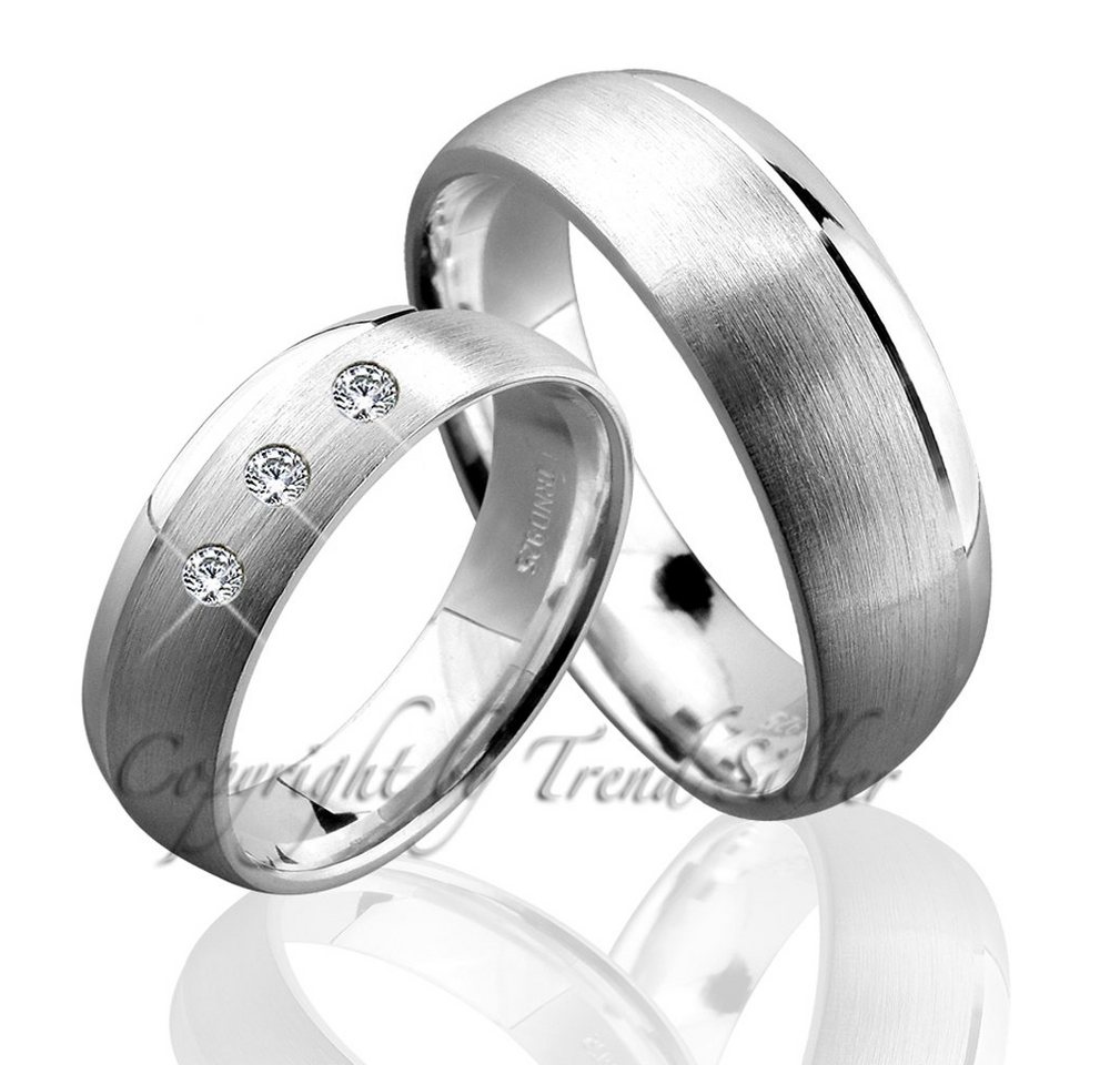 Trauringe123 Trauring Hochzeitsringe Verlobungsringe Trauringe Eheringe Partnerringe aus 925er Silber mit Stein, J52 von Trauringe123