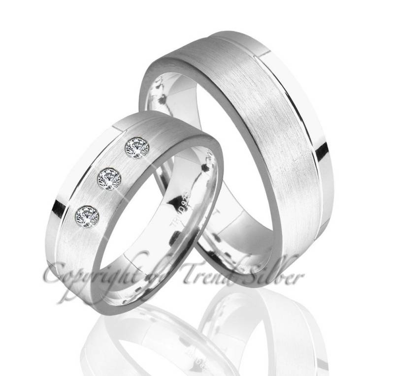 Trauringe123 Trauring Verlobungsringe Trauringe Eheringe 925er Silber mit Stein, J56 von Trauringe123
