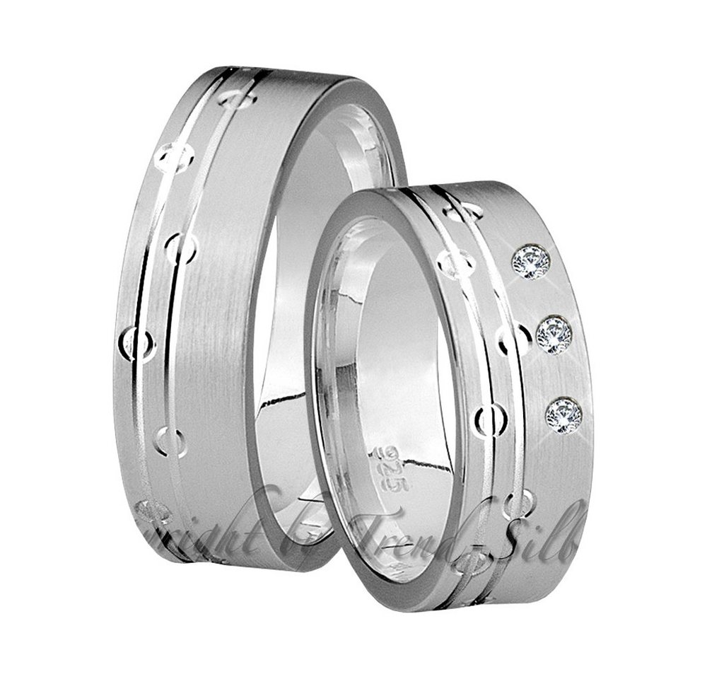 Trauringe123 Trauring Hochzeitsringe Verlobungsringe Trauringe Eheringe Partnerringe aus 925er Silber mit Stein, J63-1 von Trauringe123