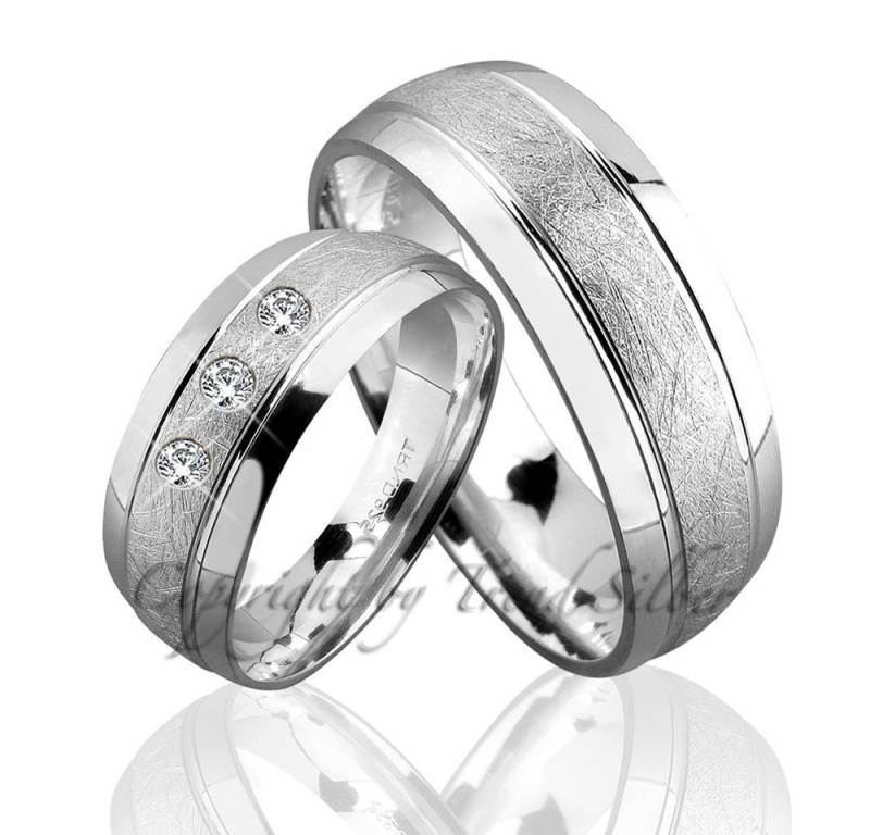 Trauringe123 Trauring Hochzeitsringe Verlobungsringe Trauringe Eheringe Partnerringe aus 925er Silber mit Stein, J69-1 von Trauringe123