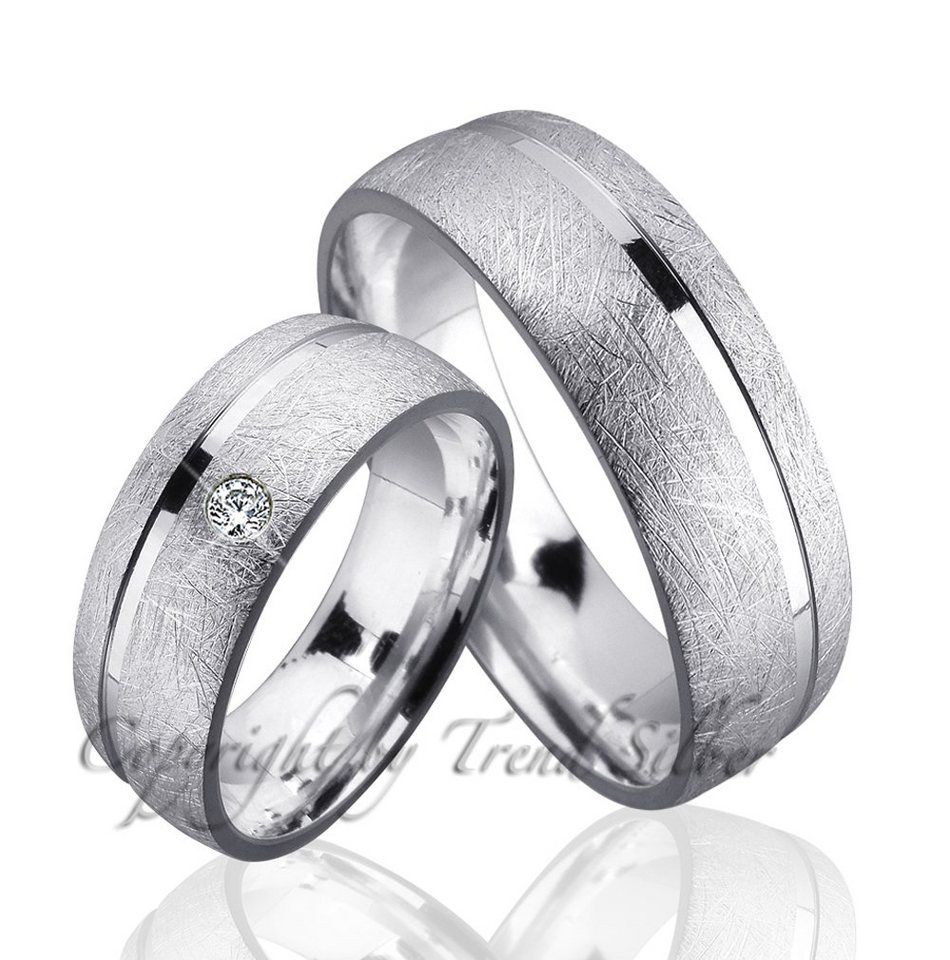 Trauringe123 Trauring Hochzeitsringe Verlobungsringe Trauringe Eheringe Partnerringe aus 925er Silber mit Stein, J91 von Trauringe123