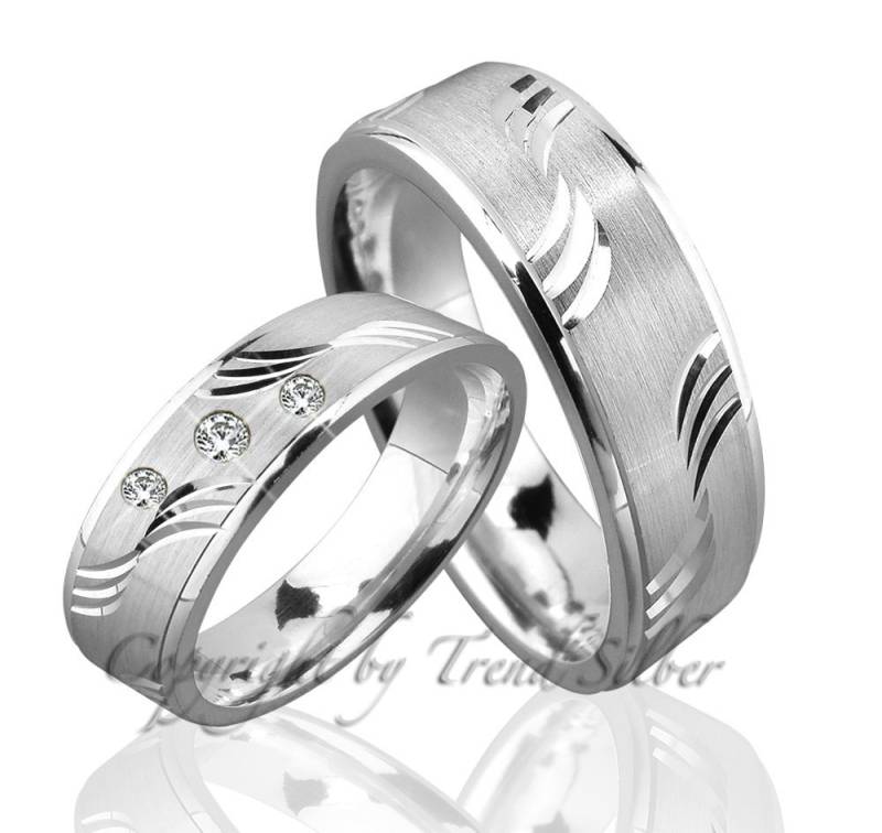 Trauringe123 Trauring Hochzeitsringe Verlobungsringe Trauringe Eheringe Partnerringe aus 925er Silber mit Stein, J94 von Trauringe123