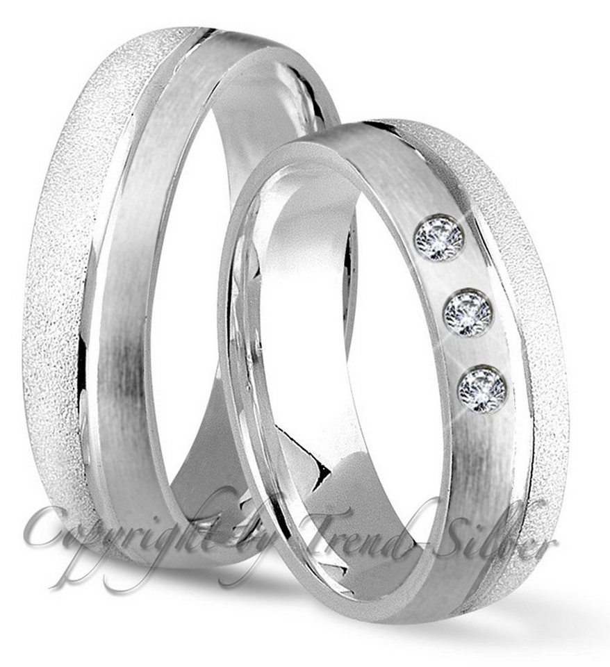 Trauringe123 Trauring Hochzeitsringe Verlobungsringe Trauringe Eheringe Partnerringe aus 925er Silber mit Stein J12 von Trauringe123