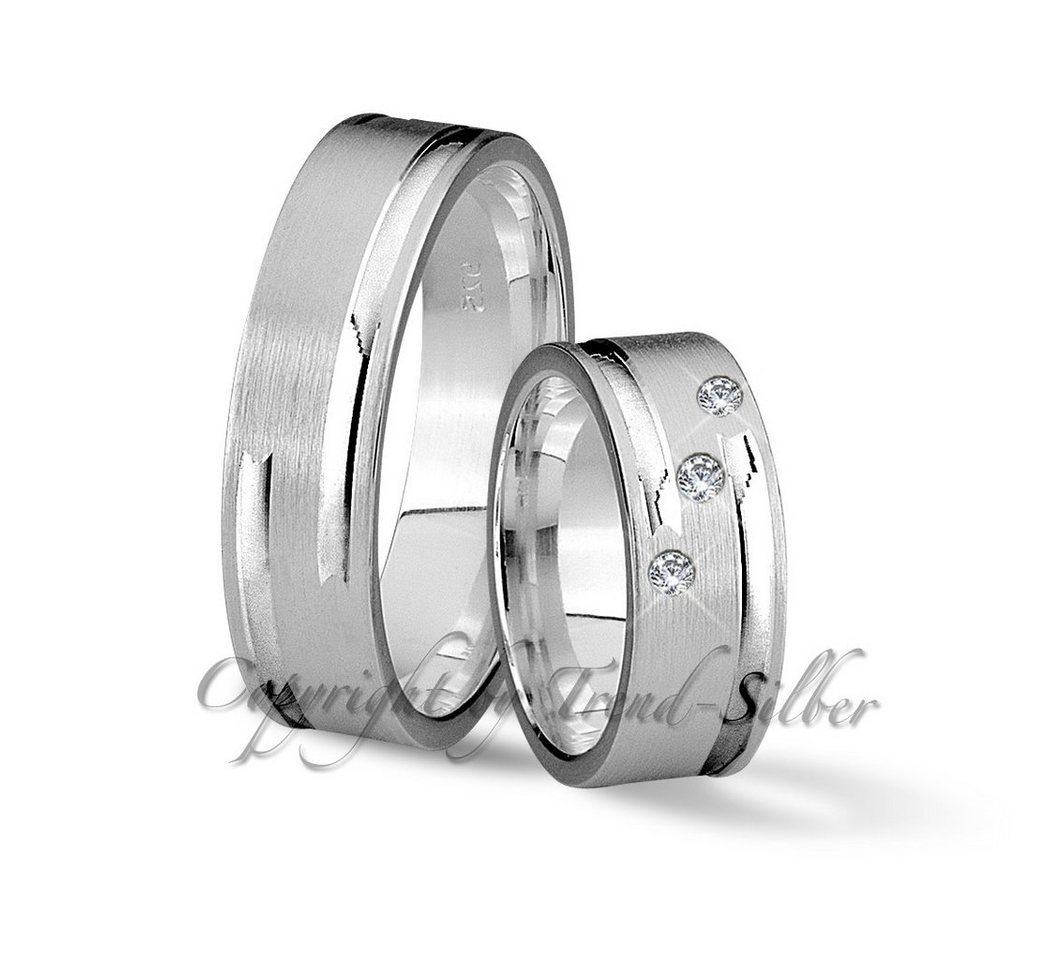 Trauringe123 Trauring Hochzeitsringe Verlobungsringe Trauringe Eheringe Partnerringe aus 925er Silber mit zwei Steinen, J55 von Trauringe123