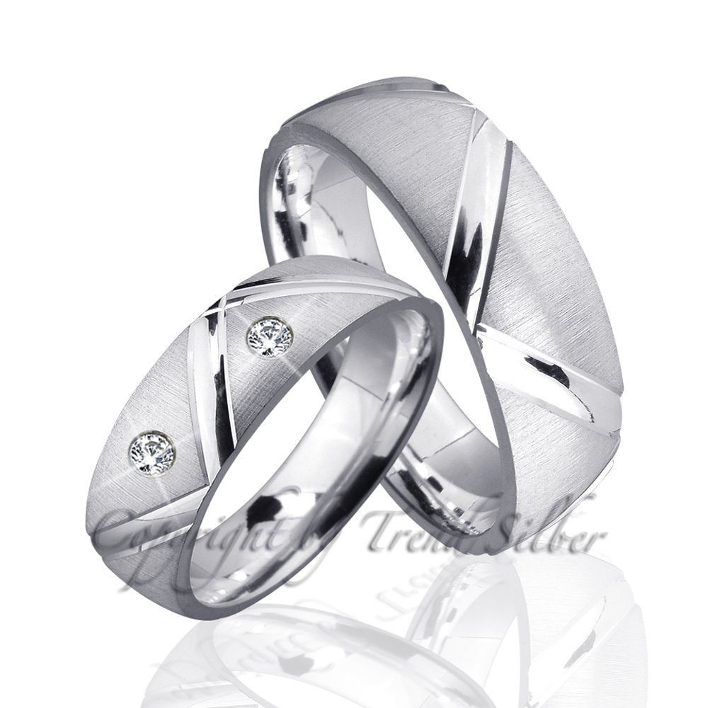 Trauringe123 Trauring Hochzeitsringe Verlobungsringe Trauringe Eheringe Partnerringe aus 925er Silber ohne Stein, J48 von Trauringe123