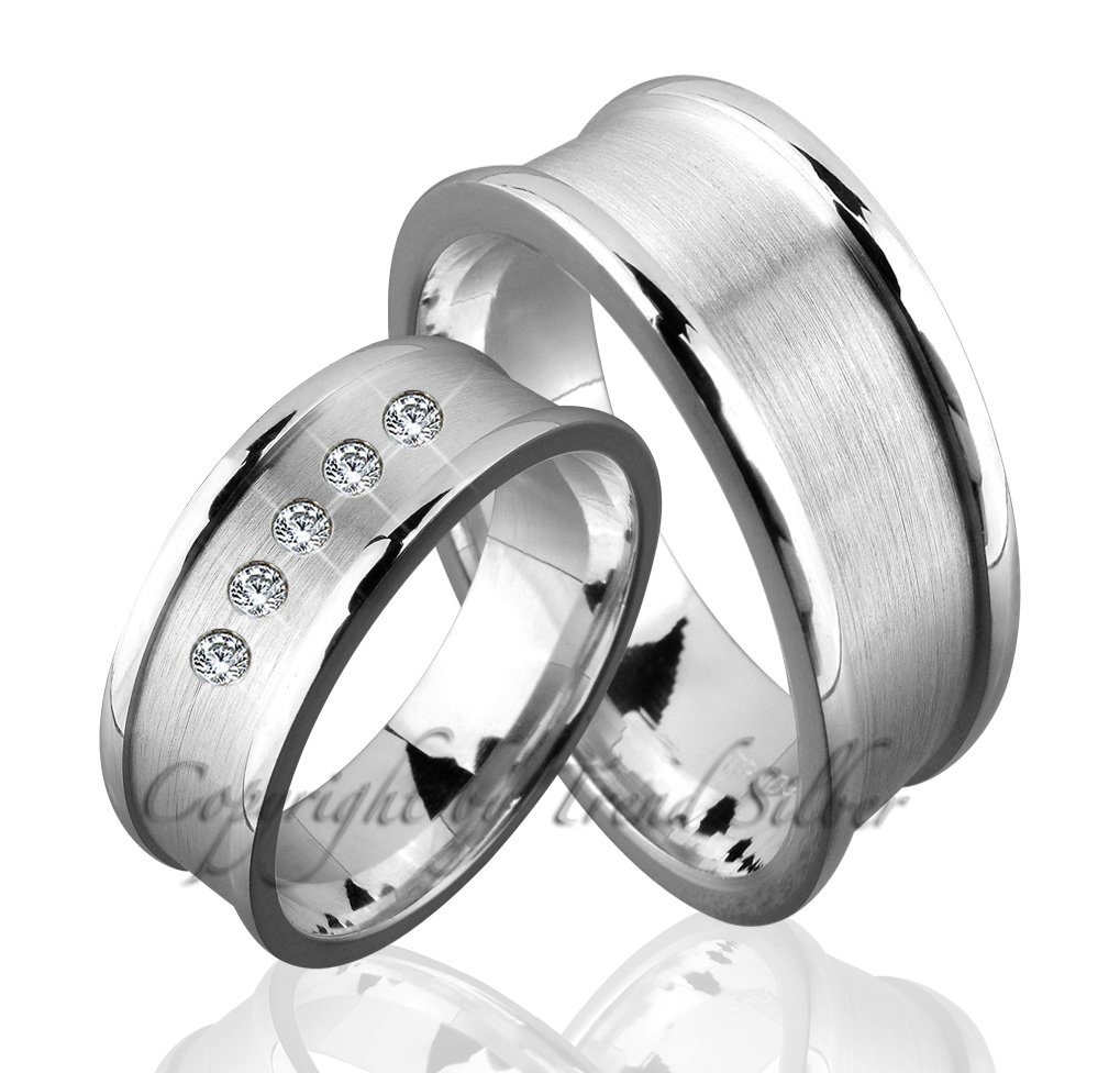 Trauringe123 Trauring Hochzeitsringe Verlobungsringe Trauringe Eheringe Partnerringe aus 925er Silber ohne und mit Stein, J89 von Trauringe123