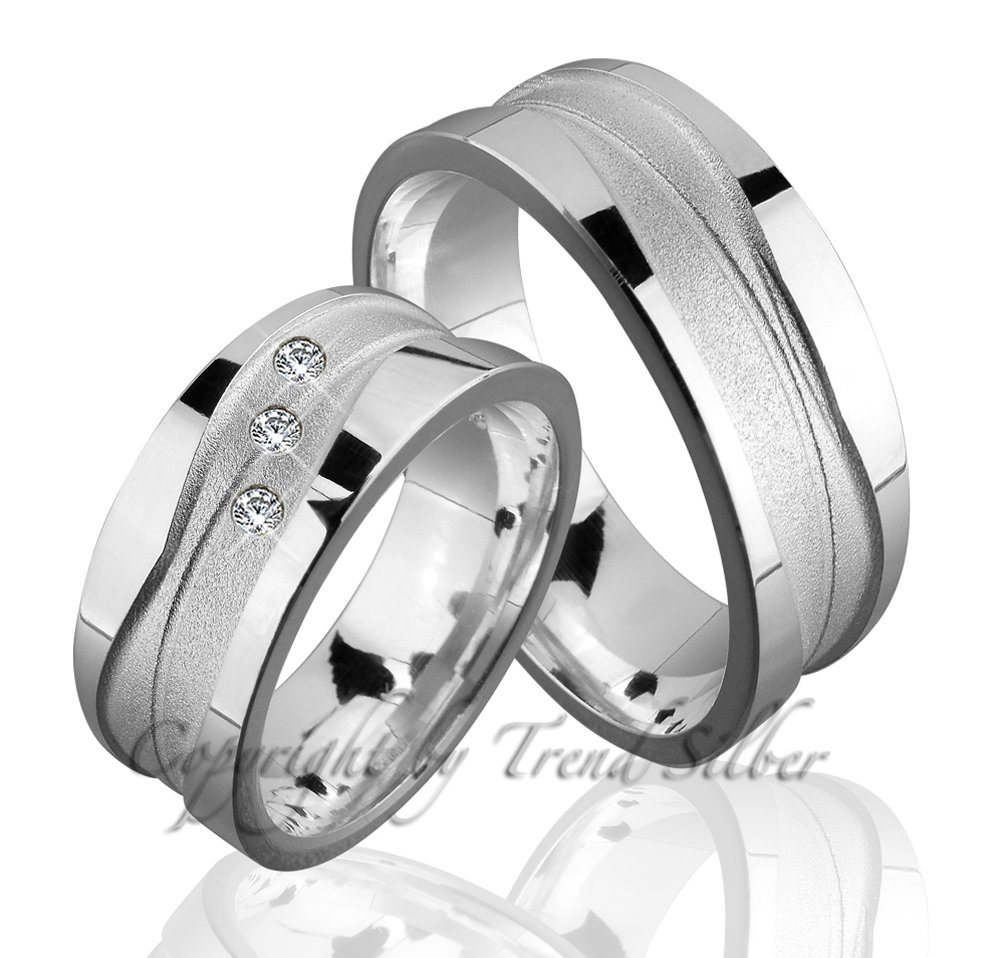 Trauringe123 Trauring Hochzeitsringe Verlobungsringe Trauringe Eheringe Partnerringe aus 925er Silber ohne und mit Stein, J90 von Trauringe123