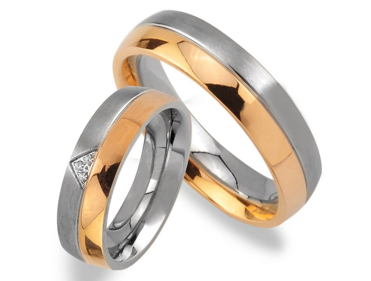 Trauringe123 Trauring Hochzeitsringe Verlobungsringe Trauringe Eheringe Partnerringe aus Edelstahl Ring Gold Platiert JE25 von Trauringe123