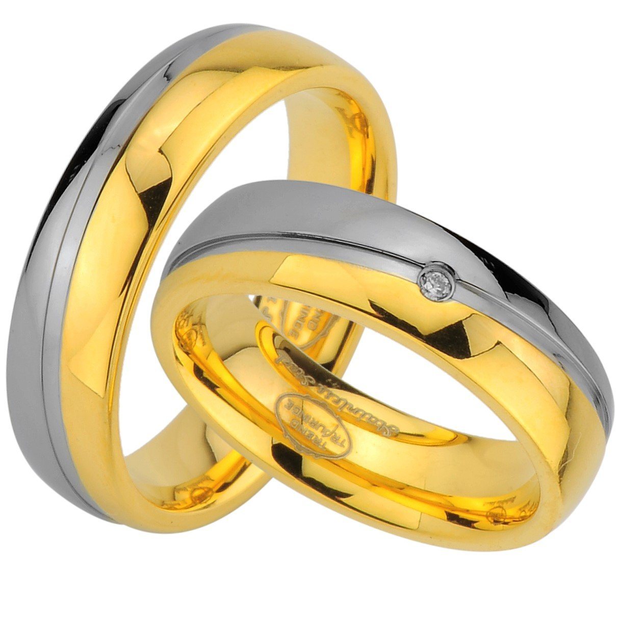 Trauringe123 Trauring Hochzeitsringe Verlobungsringe Trauringe Eheringe Partnerringe aus Edelstahl ohne und mit Stein, JE46 von Trauringe123