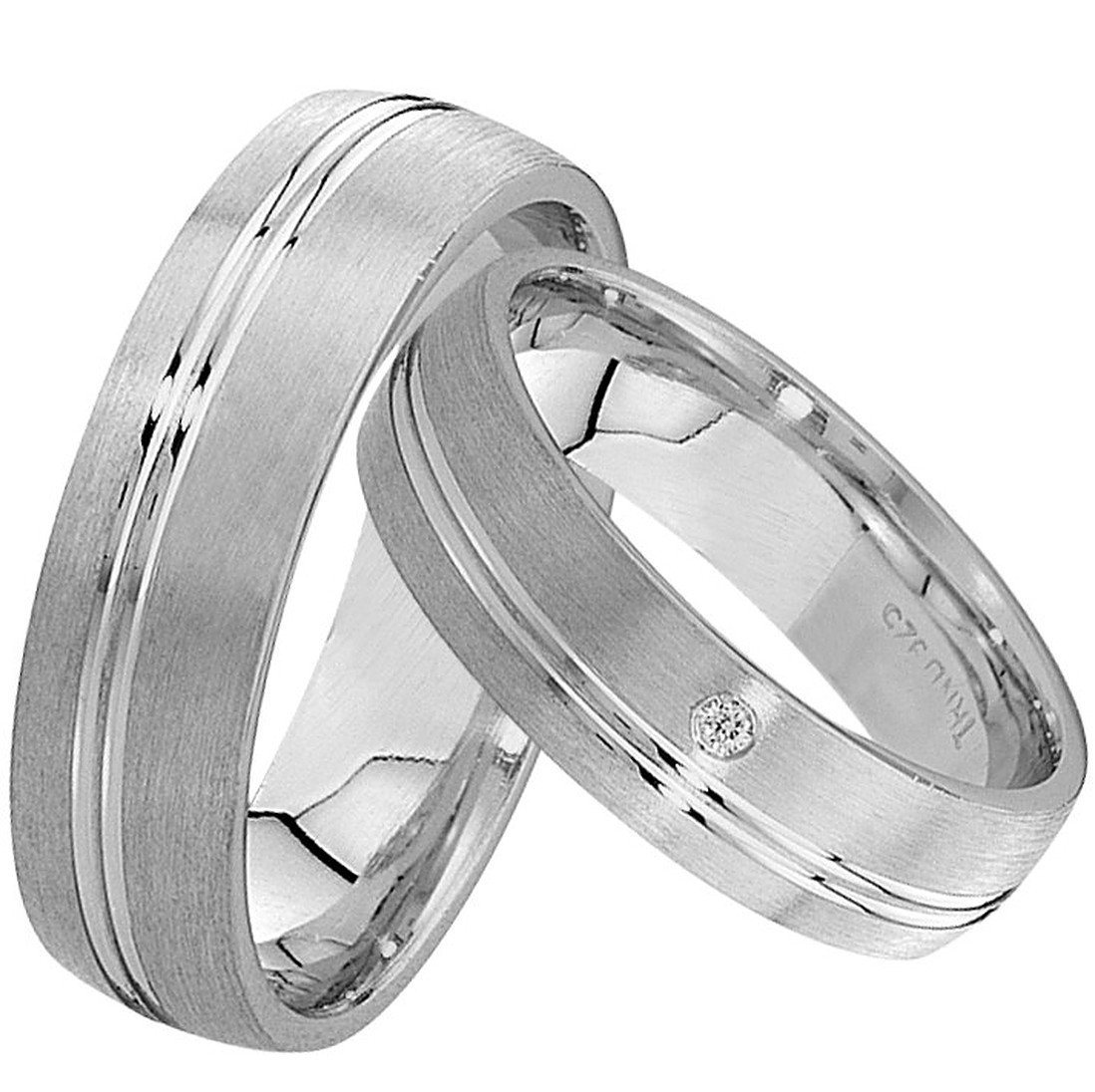 Trauringe123 Trauring Hochzeitsringe Verlobungsringe Trauringe Eheringe Partnerringe mit Stein, Silber 925, J4 von Trauringe123