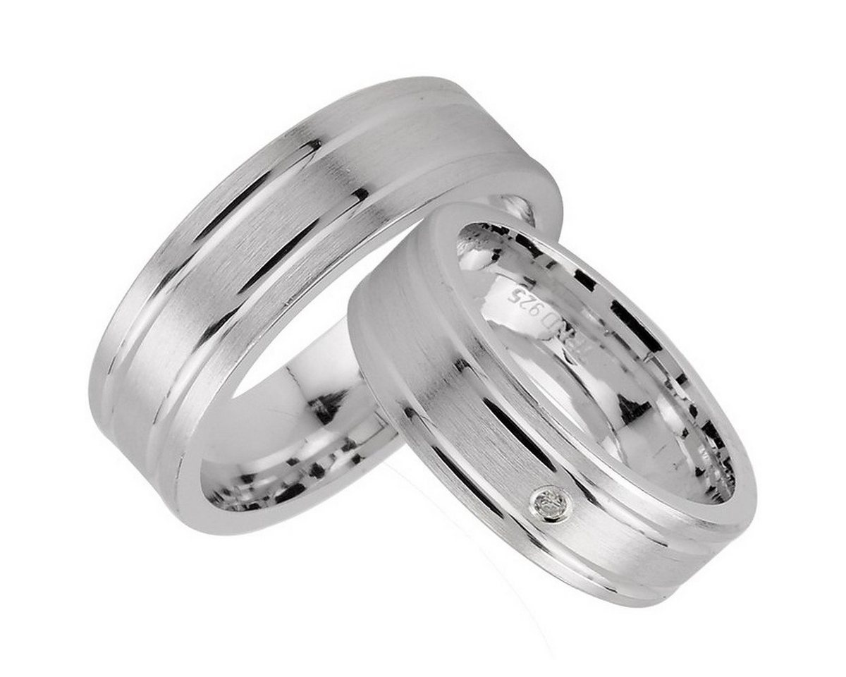 Trauringe123 Trauring Hochzeitsringe Verlobungsringe Trauringe Eheringe Partnerringe mit Stein, Silber 925, J43 von Trauringe123