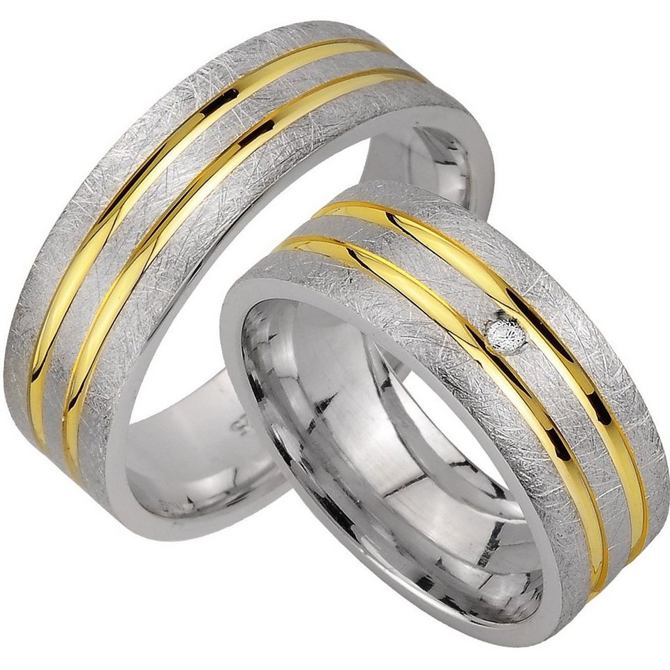 Trauringe123 Trauring Hochzeitsringe Verlobungsringe Trauringe Eheringe Partnerringe mit Stein GOLD PLATIERT J174 von Trauringe123