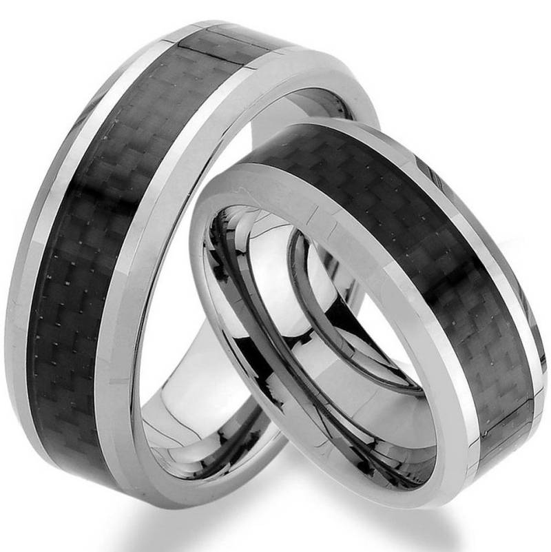 Trauringe123 Trauring WOLFRAM, HART, Ringe mit CARBON EINLAGE JW6 von Trauringe123