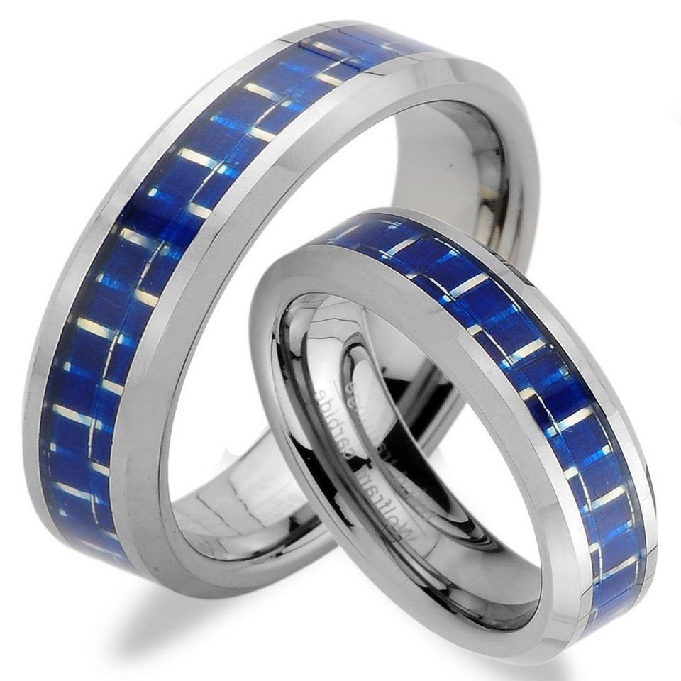 Trauringe123 Trauring WOLFRAM TRAURINGE PARTNER RINGE mit CARBON EINLAGE Blau Hochzeitsringe Verlobungsringe Trauringe Eheringe Partnerringe JW7 von Trauringe123