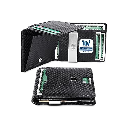 TRAVANDO Geldbörse Herren Geldbörse mit Geldklammer TÜV RFID Zertifiziert Wallet mit Münzfach 10 Kartenfächer Portmonee Herren Helsinki Geldbeutel Herren Geldklammer mit Kartenhalter Clip von TRAVANDO