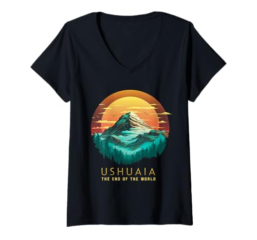 Damen Ushuaia, Argentinien Argentino T-Shirt mit V-Ausschnitt Damen Ushuaia, Argentinien Argentino T-Shirt mit V-Ausschnitt von Travel Argentina, Viaje, Tierra del fuego