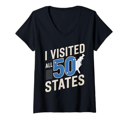 Damen I Visited All 50 States T-Shirt für Reisende T-Shirt mit V-Ausschnitt Damen I Visited All 50 States T-Shirt für Reisende T-Shirt mit V-Ausschnitt von Travel Designs By ShirtZilla
