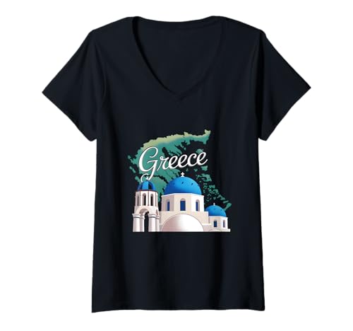 Damen Reisen Europa Griechenland Athen Santorini Kreta Griechisch Urlaub T-Shirt mit V-Ausschnitt Damen Reisen Europa Griechenland Athen Santorini Kreta Griechisch Urlaub T-Shirt mit V-Ausschnitt von Travel Europe Greece Athens Santorini Crete Greek