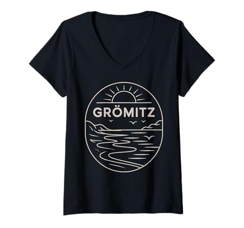 Damen Grömitz Anker Abenteuerreisen Deutschland Strand T-Shirt mit V-Ausschnitt Damen Grömitz Anker Abenteuerreisen Deutschland Strand T-Shirt mit V-Ausschnitt von Travel Germany Beach Vacation Grömitz