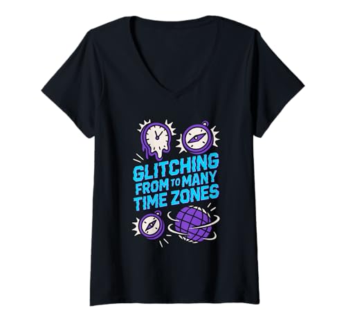 Damen Travel Blogger Digital Nomad Creator Lifestyle Globus Geschenk T-Shirt mit V-Ausschnitt Damen Travel Blogger Digital Nomad Creator Lifestyle Globus Geschenk T-Shirt mit V-Ausschnitt von Travel Influencer Remote Work Backpacker Blogger