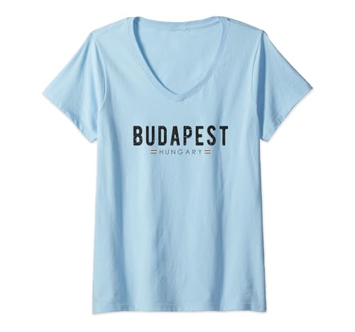 Damen Vintage Budapest Ungarn Urlaub | Ungarn Lover T-Shirt mit V-Ausschnitt von Travel Souvenir