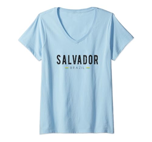 Damen Vintage Salvador Brasilien Urlaub | Brasilien Liebhaber T-Shirt mit V-Ausschnitt von Travel Souvenir